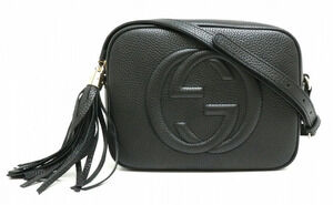 Gucci Soho Disco Fringe Tassel Shoulder Bag Leather Black